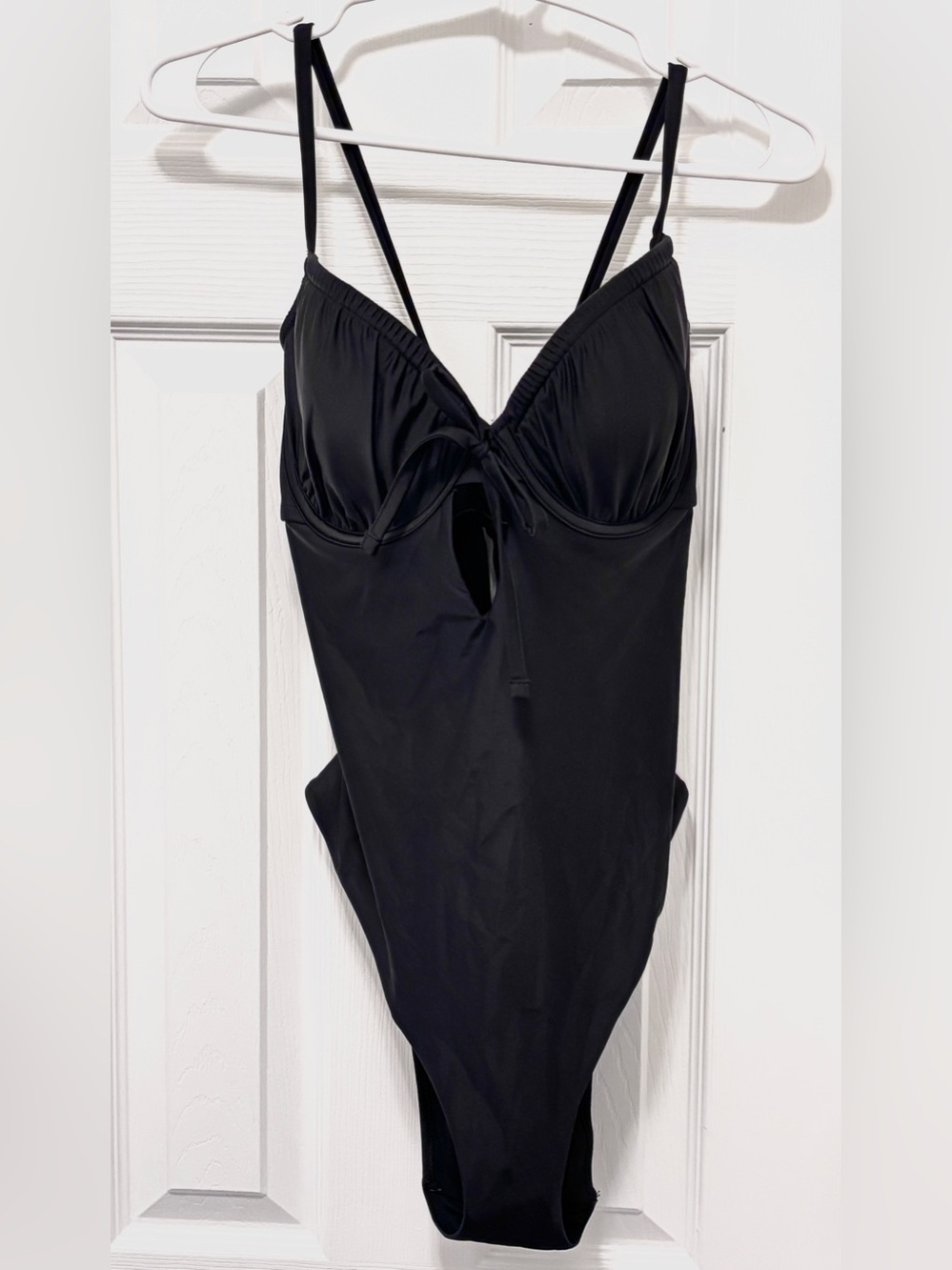 Adore Me Black One-Piece Swimsuit with Tie Front